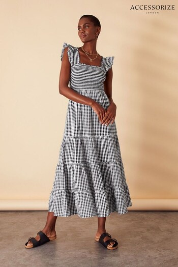 Accessorize Black Gingham Tiered Dress (D37437) | £50