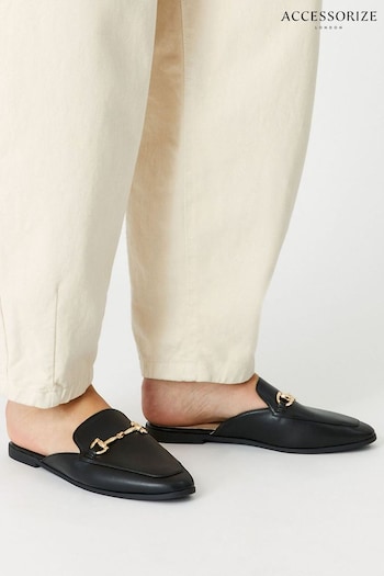 Accessorize Black Backless Metal Bar Loafers (D37441) | £27