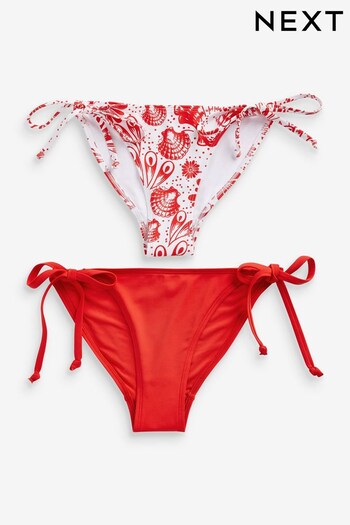 White/Red Shell Bikini Bottoms 2 Pack (D37443) | £24