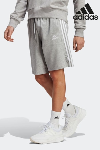 adidas Grey Sportswear Essentials Single Jersey 3-Stripes Shorts (D37518) | £28
