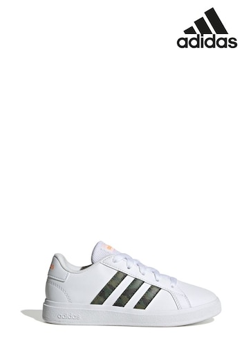 adidas White/Green Kids Grand Court 2.0 K Trainers (D37635) | £33