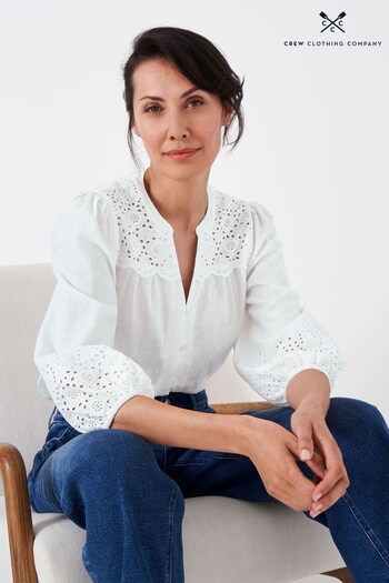 Crew Clothing Company Cotton Casual White Blouse (D37783) | £55