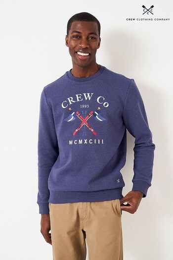 Crew notch Clothing Company Blue Cotton Classic Sweatshirt (D37789) | £65