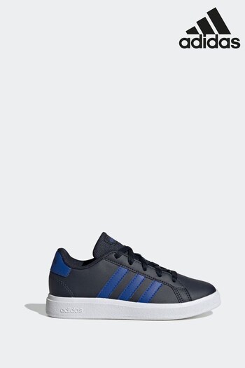 adidas laces Blue/Black GRAND COURT 2.0 K Trainers (D37984) | £30