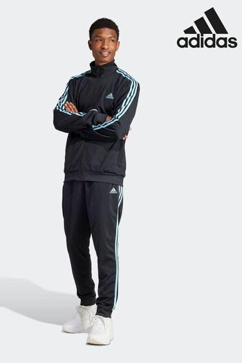 adidas Black Sportswear Basic 3-Stripes Tricot Tracksuit (D38087) | £60