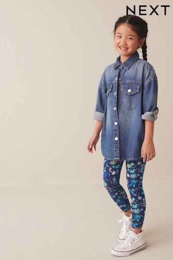 Navy Blue Splat Printed Leggings jersey (3-16yrs) (D38094) | £5 - £10