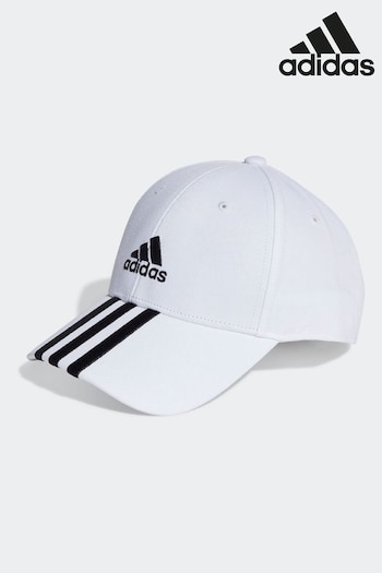 adidas White Adult 3-Stripes Cotton Twill Baseball Cap (D38231) | £18