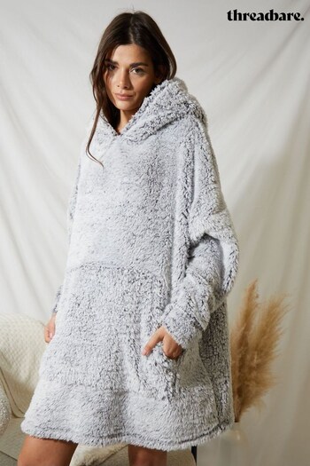 Threadbare Grey Oversized Fluffy Blanket Hoodie (D38326) | £34