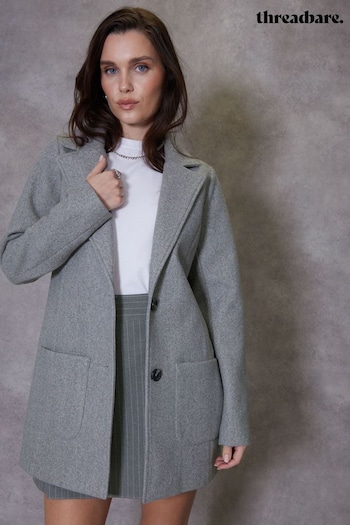 Threadbare Grey Single Breasted Formal Coat (D38329) | £56