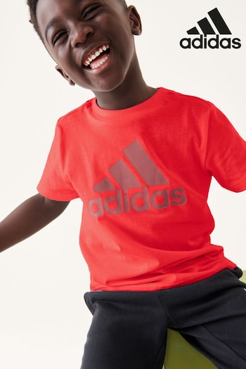 adidas Red Kids Sportswear Essentials Logo T-Shirt (D38332) | £12