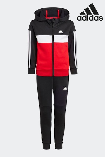 adidas Red Kids Sportswear Tiberio 3-Stripes Colorblock Fleece Tracksuit (D38333) | £40