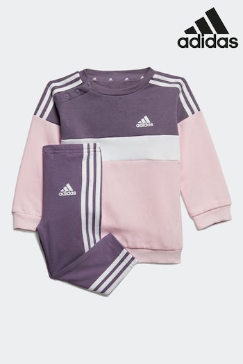 adidas football Purple Infant 3-Stripe Tracksuit (D38337) | £33