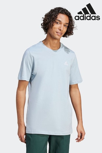 adidas Light Blue Sportswear Essentials Single Jersey Embroidered Small Logo T-Shirt (D38344) | £20