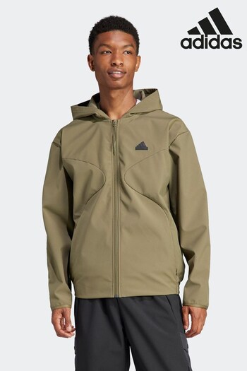 adidas Green BOSS Sportswear City Escape Full-Zip Hoodie (D38348) | £85