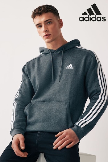 adidas Grey Sportswear Essentials Fleece 3-Stripes Hoodie (D38355) | £45