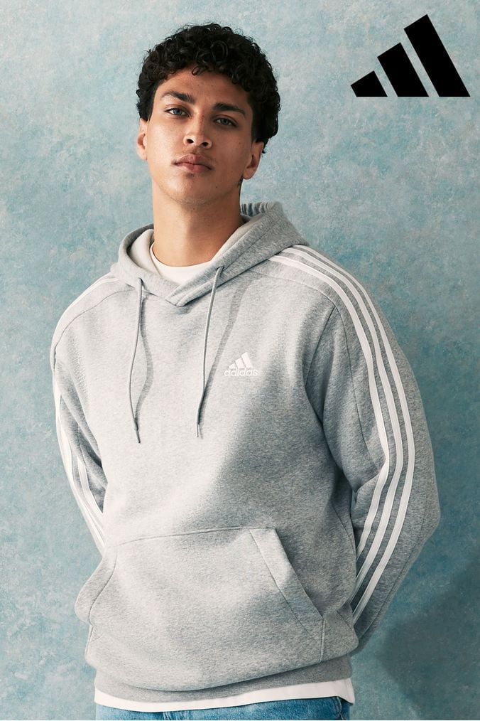 adidas Grey Hoodies adidas Mens Grey Zip Up and Pullover Hoodies Next UK