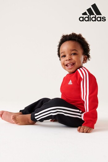 adidas city Red Infant Essentials 3-Stripes Jogger Set (D38363) | £28