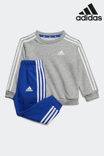 adidas Grey Sportswear Infant Essentials 3-Stripes Jogger Set Kids (D38364) | £28