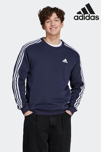 adidas Blue Sportswear Adult Essentials Fleece 3-Stripes Sweatshirt (D38377) | £38 - £40