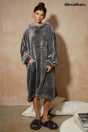 Threadbare Grey Faux Fur Oversized Blanket Hoodie (D38379) | £36