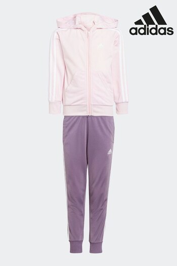 adidas Pink 3-Stripe Shiny Tracksuit (D38390) | £35