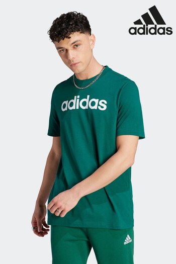 adidas Green Sportswear Essentials Single Jersey Linear Embroidered Logo T-Shirt (D38399) | £20