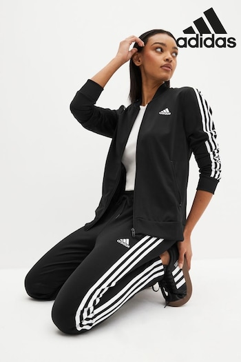 adidas Black Sportswear Essentials 3-Stripes Tracksuit (D38444) | £55