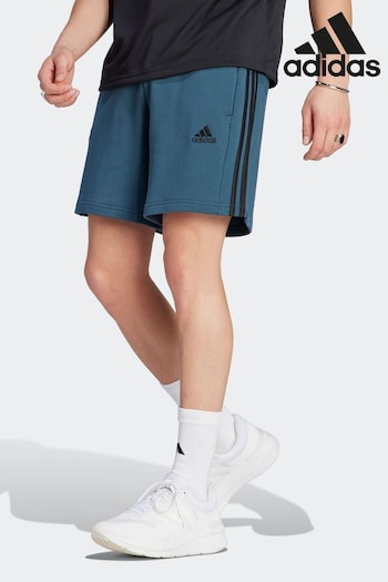 adidas Dark Blue SHORT Sportswear Essentials French Terry 3-Stripes Shorts (D38454) | £28