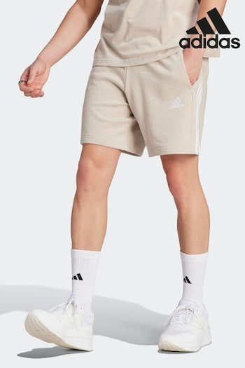 adidas Brown Sportswear Essentials French Terry 3-Stripes Shorts Foxing (D38455) | £28