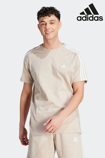 adidas Brown Sportswear Essentials Single Jersey 3-Stripes T-Shirt (D38457) | £23