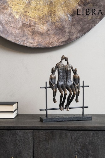 Libra Bronze Seated Family Of Four Sculpture (D38545) | £102