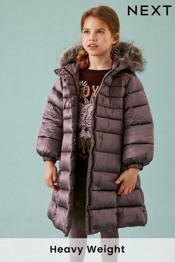 Purple Shower Resistant Longer Skirted Padded Coat (3-16yrs) (D38576) | £38 - £48