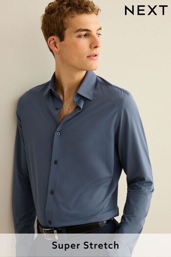 Blue Slim Fit Single Cuff Stretch Shirt (D38585) | £34