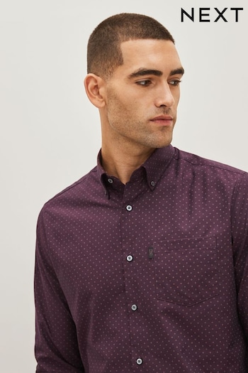 Burgundy Red Regular Fit Easy Iron Button Down Oxford Shirt (D38593) | £22