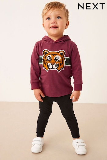 Berry Red Tiger Long Sleeve Hoodie and High Leggings Set (3mths-7yrs) (D38608) | £13 - £17