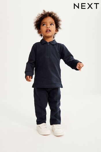 Navy Long Sleeve Pique Polo And Jogger Set (3mths-7yrs) (D38610) | £16 - £20