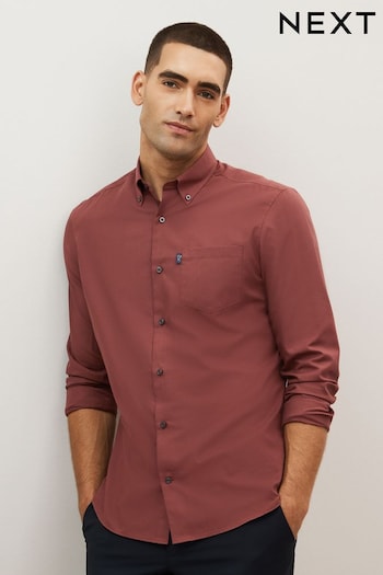 Brick Red Slim Fit Easy Iron Button Down Oxford Shirt (D38751) | £20