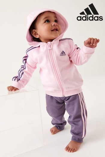 adidas Pink Infant devinwear Essentials Full-Zip Hooded Jogger Set (D38848) | £33
