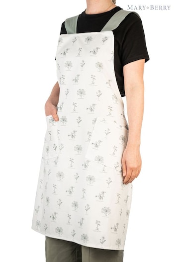 Mary Berry White Flowers Cross Back Apron (D38878) | £20