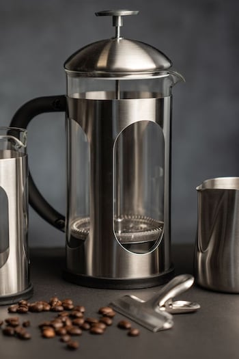 SIIP Silver 8 Cup Stainless Steel Glass Cafetiere (D38887) | £25