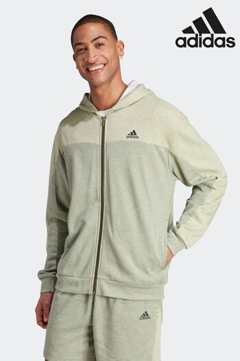 adidas Green Sportswear Mélange Full-Zip Hoodie (D38915) | £55