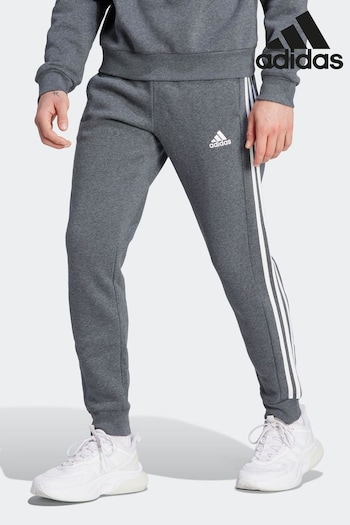 adidas Grey Sportswear Essentials Fleece 3-Stripes Tapered Cuff Joggers (D38944) | £38