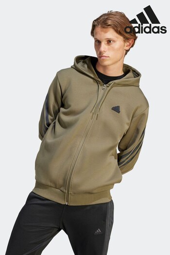 adidas Green Girls Sportswear Future Icons 3-Stripes Full-Zip Hoodie (D38945) | £60