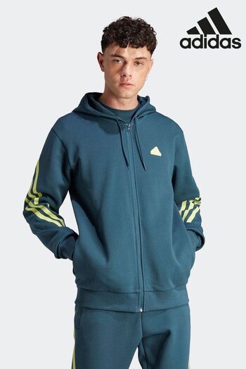 adidas Green Sportswear Future Icons 3-Stripes Full-Zip Hoodie (D38947) | £60