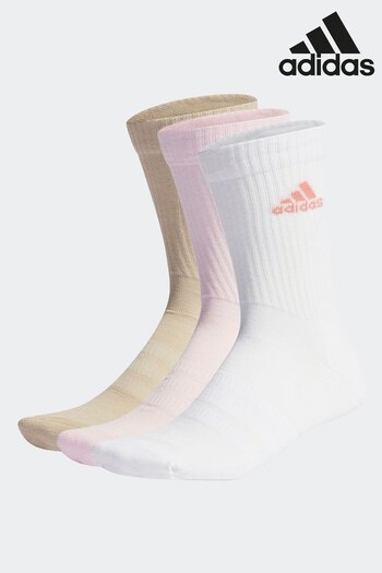adidas tops Pink Adult Cushioned Crew Socks 3 Pairs (D38953) | £12
