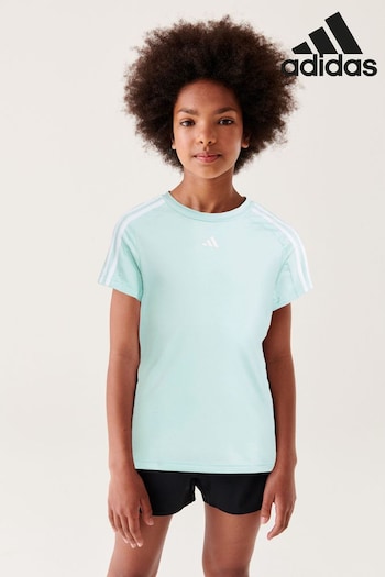 adidas Green Slim-Fit Sportswear Train Essentials Aeroready 3-Stripes Training T-Shirt (D39106) | £13