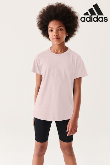 adidas Pink Sportswear Essentials Aeroready Regular-Fit Logo T-Shirt (D39108) | £13