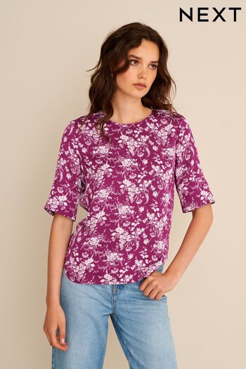 Preen Pink/Purple Curved Hem Satin Formal T-Shirt Top (D39190) | £36