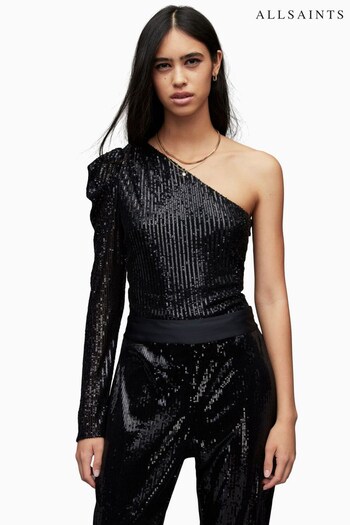 AllSaints Daphne Black Sequin Bodysuit (D39285) | £129