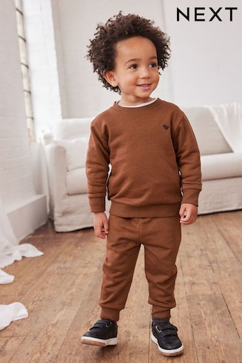 Chocolate Brown Jersey Sweatshirt And Joggers Set (3mths-7yrs) (D39310) | £12 - £16